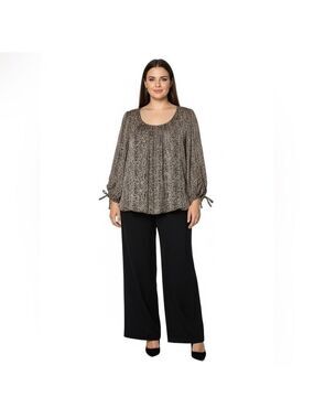 HAVER LONDON Easy Care Poly Bubble Hem Top Bubble Sleeves Fully Lined US Sz 1X
